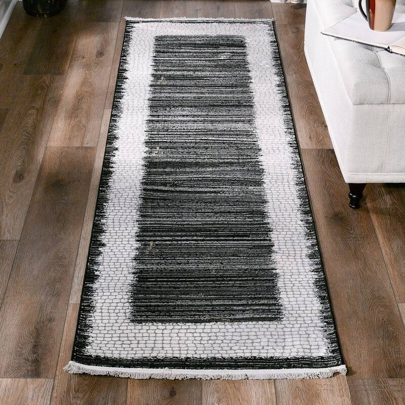 Xanthos Collection Dark Grey/Black Area Rug - 2'3" X 7'10"