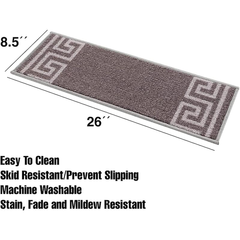 Stair Treads Greek Key Meander Design Non Slip Backing, 8.5''X26''