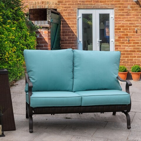 Aoodor 25" x 25'' Beige Patio Furniture Outdoor Deep Seat Single Chair Sofa Cushion Olefin - 2 Back and 2 Seater - N/A