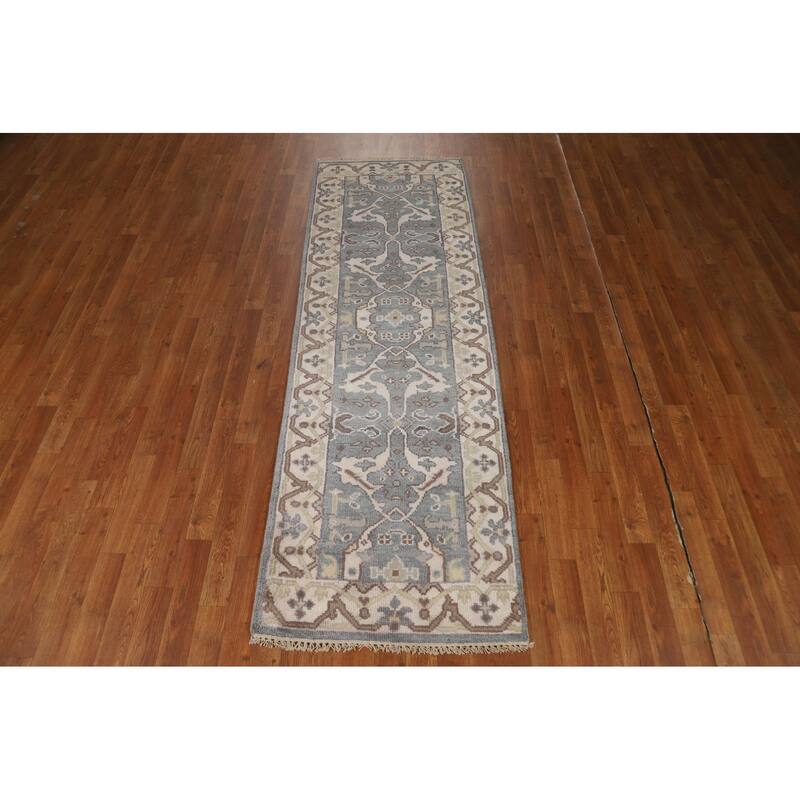 Oushak Style Runner Rug Hand-Knotted Transitional Wool Carpet - 2'6"x 7'11"