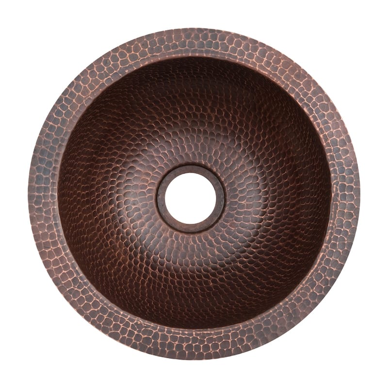 10-in Round Under Counter Hammered Copper Bathroom Sink (LR10FDB)