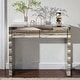preview thumbnail 1 of 5, Silver Mirrored Console Table with Curved Mirror Front & 2 Drawers, Modern Dressing Table for Hallway & Living Room Silver