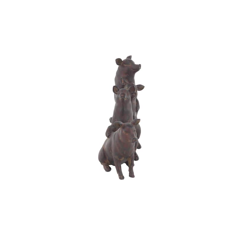 Polystone Pig Sculpture - Dark Brown - Roche River Decor - 4"W x 13"L x 7"H