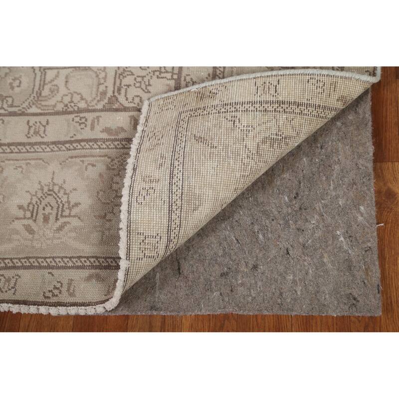 Hand Knotted Oriental 100% Wool Carpet Traditional Medallion Beige & Ivories Tabriz Area Rug - 9' 4'' X 6' 3''