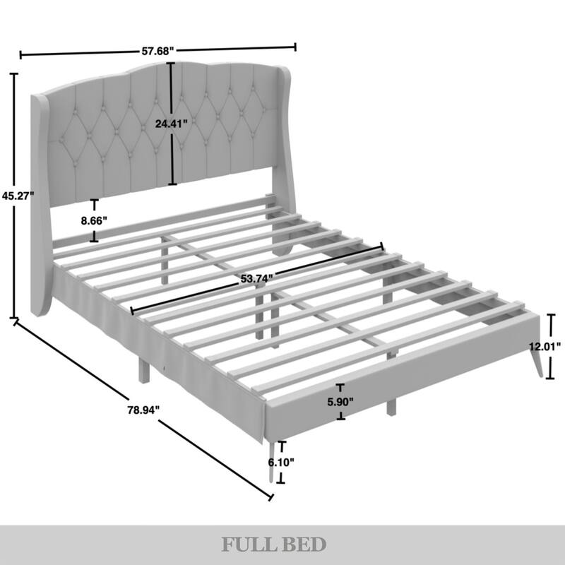 CraftPorch Velvet Diamond Button Tufted Upholstered Platform Bed