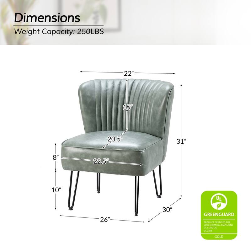 Donia Modern Faux Leather Wingback Armless Side Chair with Metal Legs by HULALA HOME