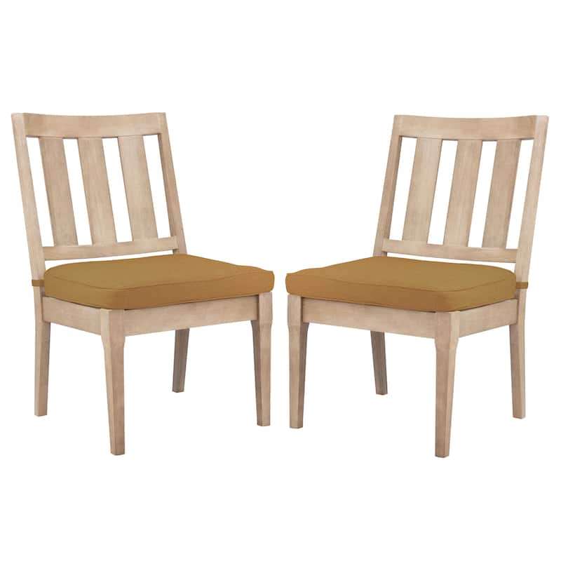 SAFAVIEH Couture Dominica 18-inch Wooden Outdoor Dining Chair [SET of 2] - 22Wx25Dx39H