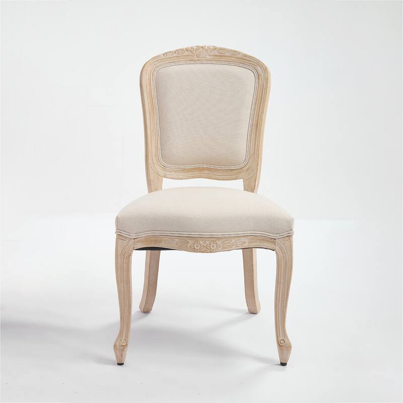 2PCS Fan-shaped Back Cotton Linen Dining Chairs