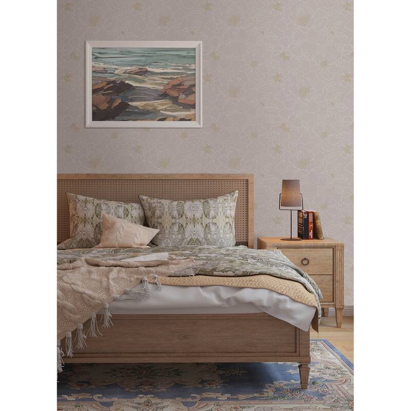 A-Street Prints Gardena Lavender Embroidered Floral Wallpaper