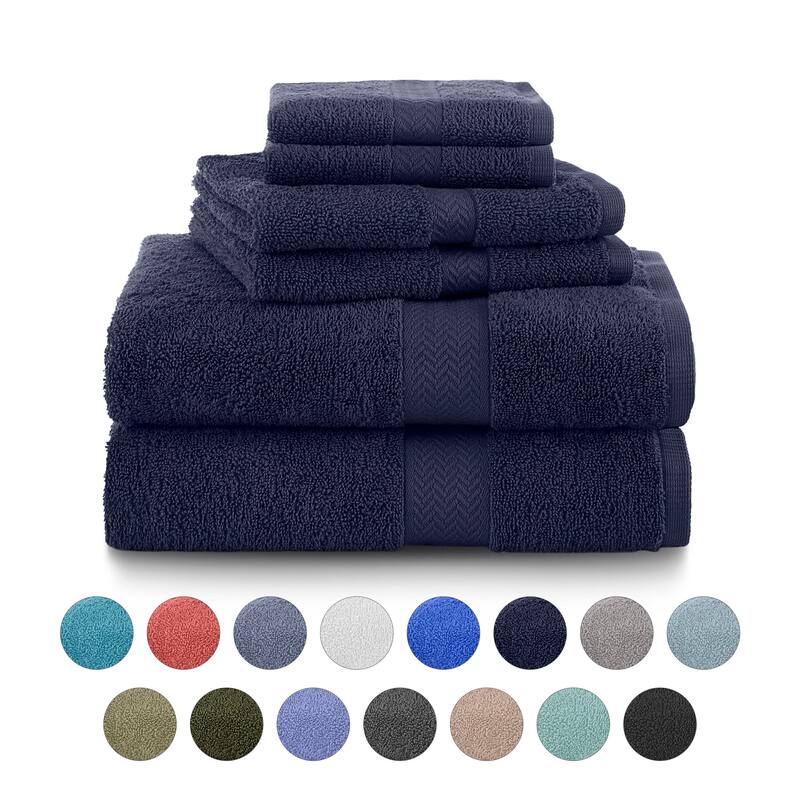 Martex Ringspun Cotton Towel Set Quick Dry Soft Absorbent Lightweight - Midnight Blue