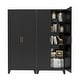 preview thumbnail 15 of 16, Anmytek 71" Tall Metal Storage Cabinet with 2 Doors and Adjustable Shelves Black for Bedroom Living Room Kitchen