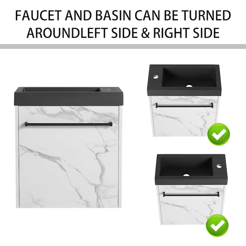Bathroom Vanity With Sink In 20 Inch, Floating Bathroom Vanity With Soft Close Door