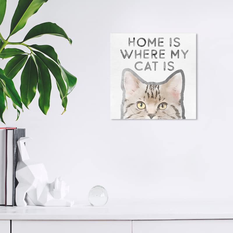 Wynwood Studio Canvas Animals Where My Cat Is Brown and Tan Modern & Contemporary Wall Art Canvas Print - 12 x 12