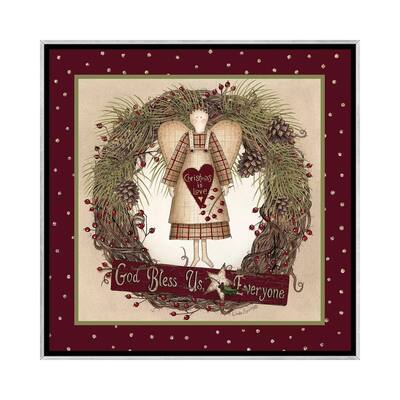 iCanvas "Folk Angel Christmas Wreath" by Lori Deiter Framed