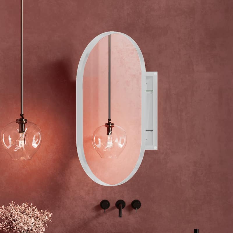 20X34 Inch Oval Recessed Medicine Cabinet