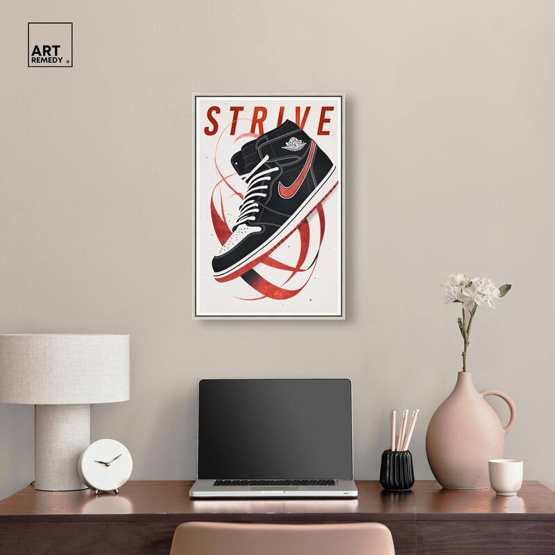 Red Ribbon Sneaker Canvas by Art Remedy