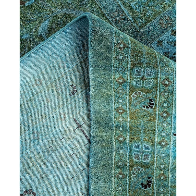 Overdyed, One-of-a-Kind Hand-Knotted Area Rug - Blue - 10' 1" x 19' 6"