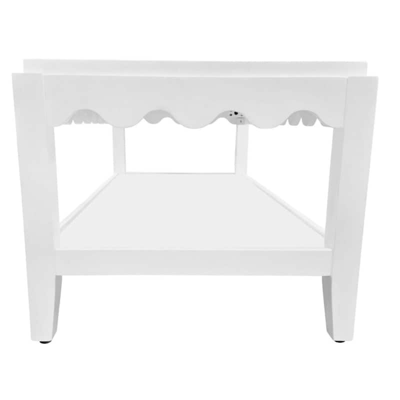 Carolina Chair & Table Scallop Coffee Table - Rectangular Mango Wood Side Table - Decorative Edge and Lower Shelf