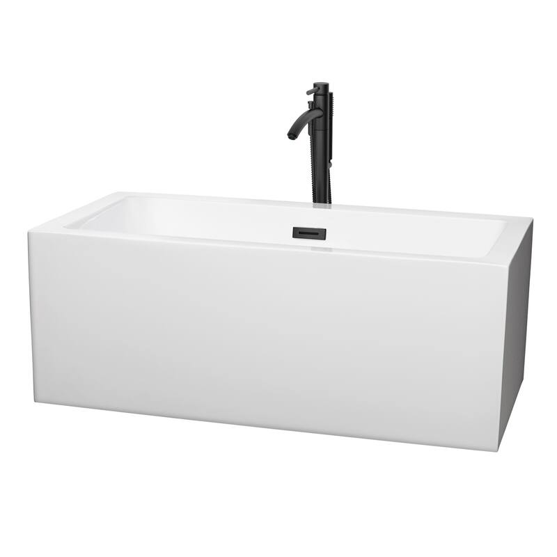 Wyndham Collection Melody 60" Free Standing Acrylic Soaking Tub with - White / Matte Black Trim