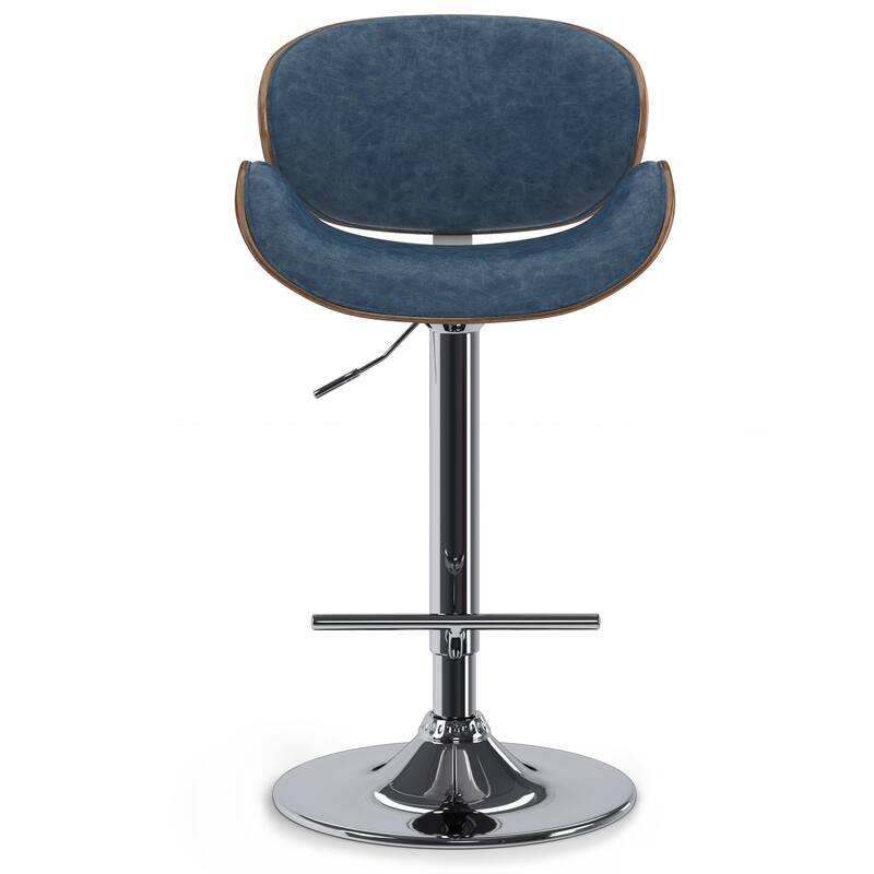 WYNDENHALL Avondale Mid Century Modern Bentwood Adjustable Swivel Bar Stool - 20.9 W x 20.5 D x 45.3 H