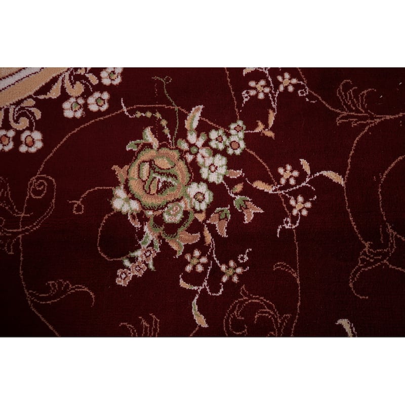 Victorian Style Kashan Turkish Area Rug Machine Made Red Carpet - 8'0" x 11'10"