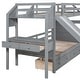 preview thumbnail 10 of 32, Gray Twin Over Twin Bunk Bed with Slide, Drawers, Storage, and Desk for Kids
