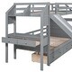preview thumbnail 10 of 11, Pine Wood Twin over Twin Bunk Kids Bed Frame with Storage Staircase, Slide, Desk with Drawers & Shelves for Bedroom, Grey