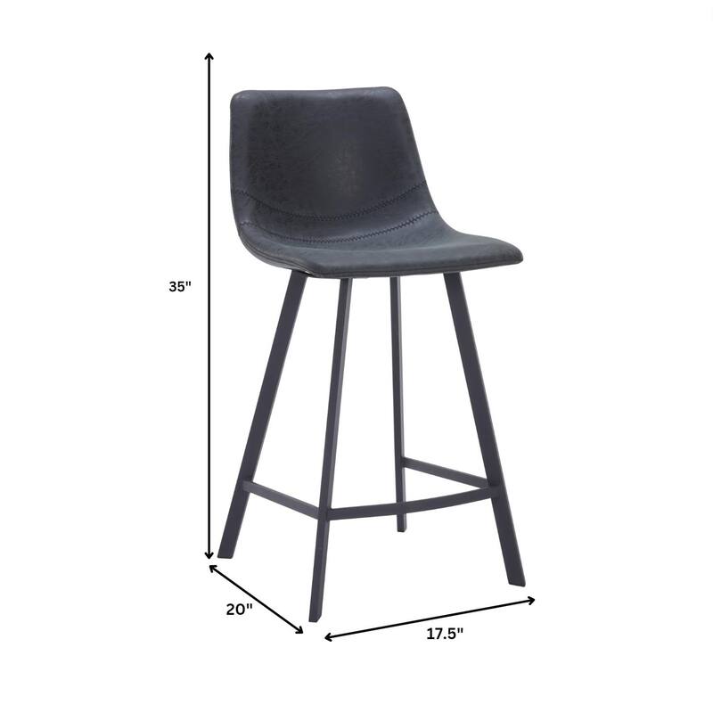 35-Inch Leather Counter Stool Padded Seat Stainless Steel Base and Footrest