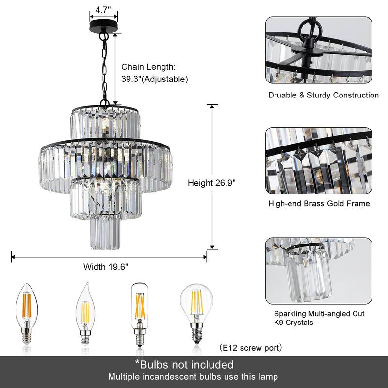 Luxury Crystal Chandelier Modern Chandeliers Lights Fixture Hanging Pendant Light Fixture for Dining Room Bedroom Living Room