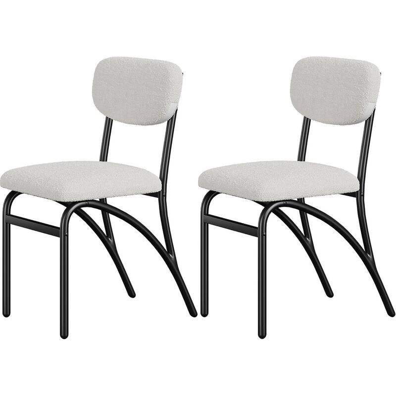 Modern Upholstered Kitchen Dining Room Chairs Set of 2,with Arched Metal Legs - Off-White - 2-Piece