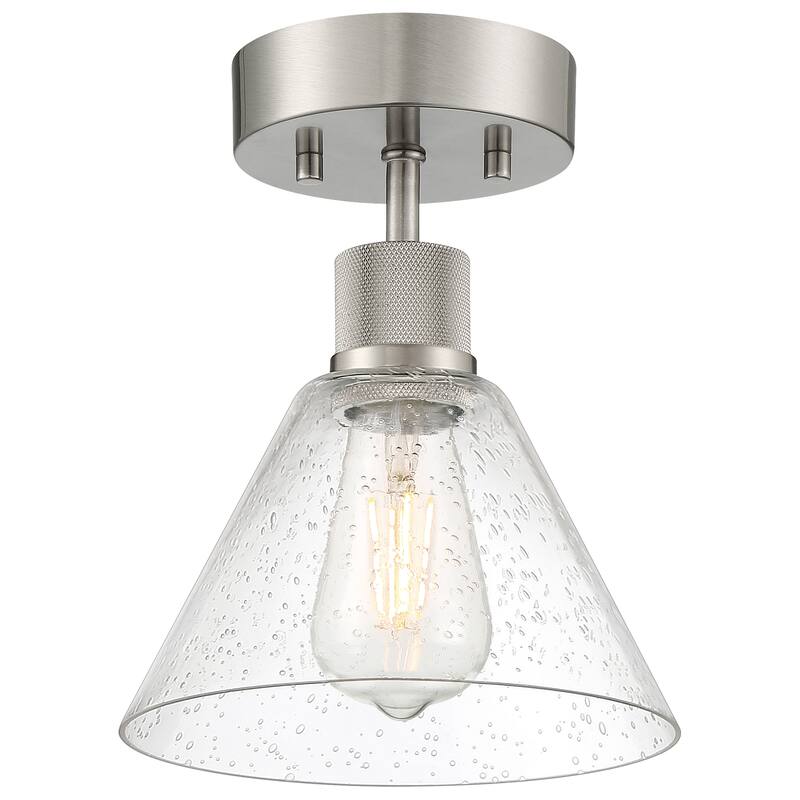 Access Lighting Port Nine Martini LED Semi-Flush - Replaceable LED - Brushed Steel/Seeded Glass