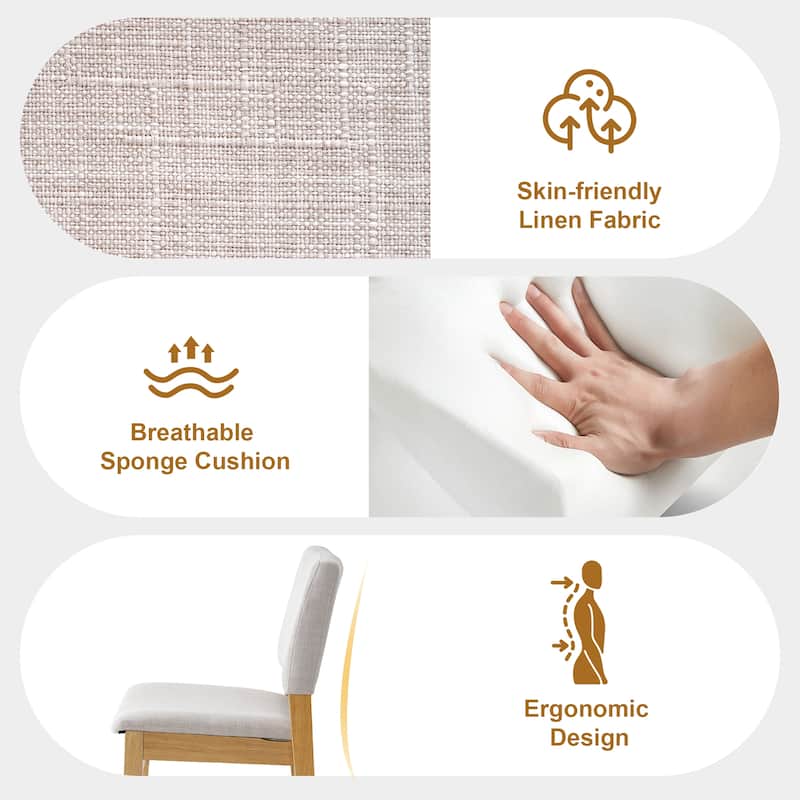 Farmhouse Dining Table Set for 4, Wooden Dining Roon Table and Wood Chairs, 5-Piece Modern Dining Set with 4 Upholstered Chairs