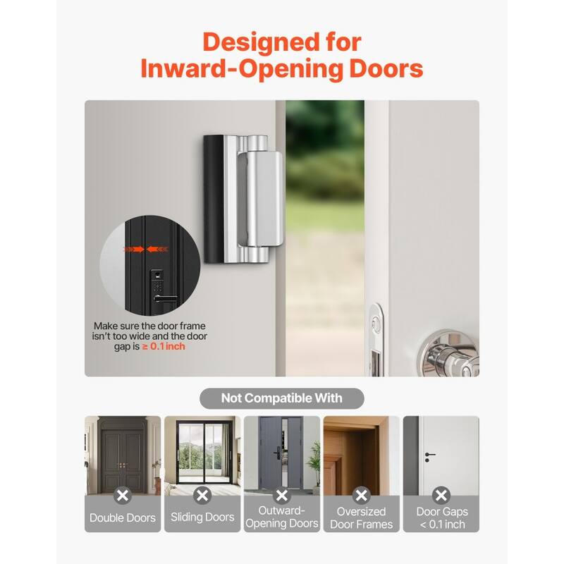 2 Pack Silver Door Reinforcement Lock Aluminum Alloy Security Latch with Rubber Bumper