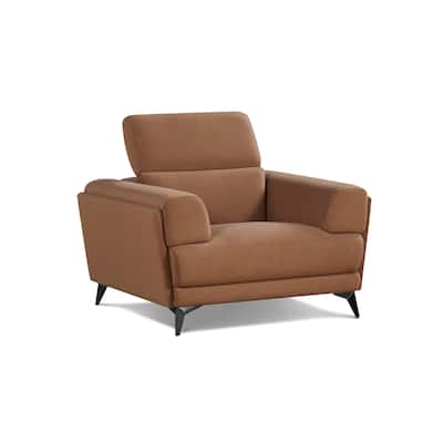 Contemporary Brown Living Room Chair with Adjustable Headrest