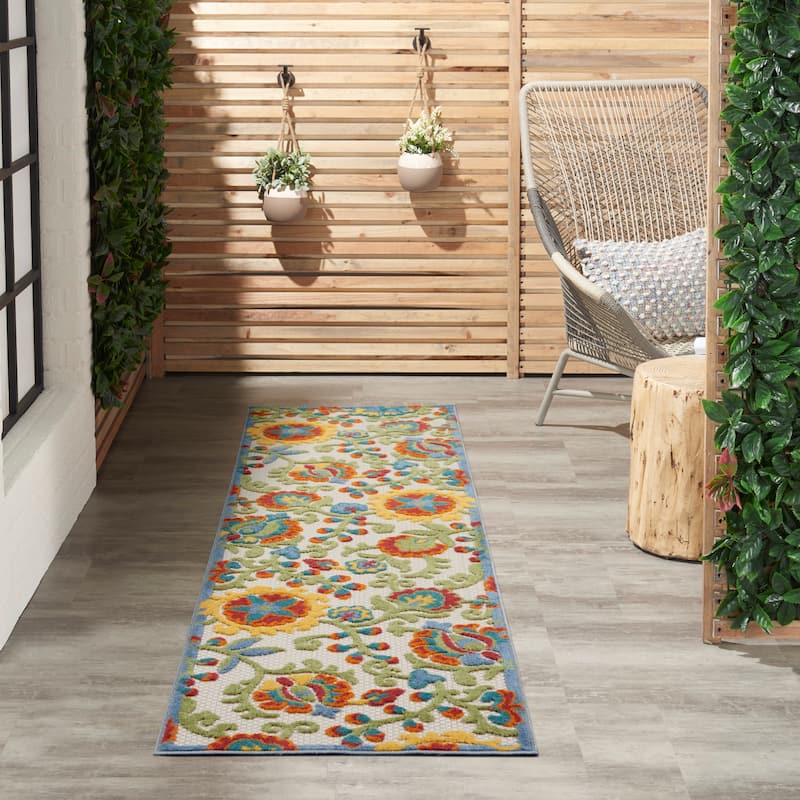 Copper Grove Alyssum Multicolor Indoor/Outdoor Rug. - 2'3" x 10' Runner - Multi/Ivory