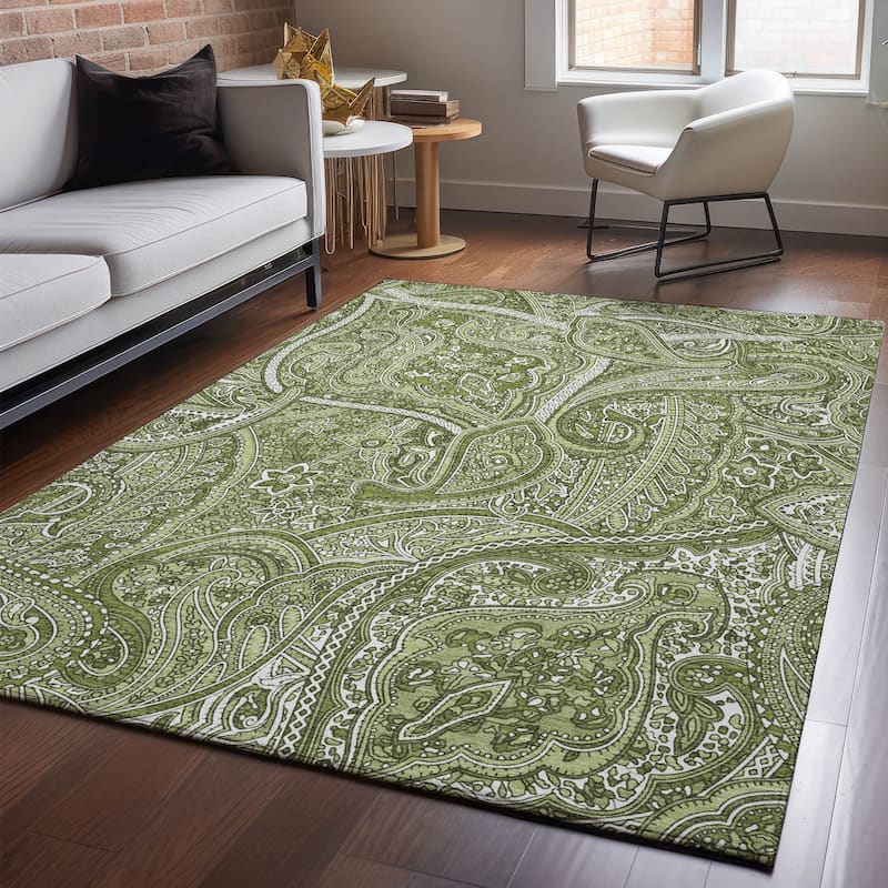 Premium Washable Super Soft Traditional Paisley Mayfield Rug - Green - 5' x 7' 6" - Rectangle