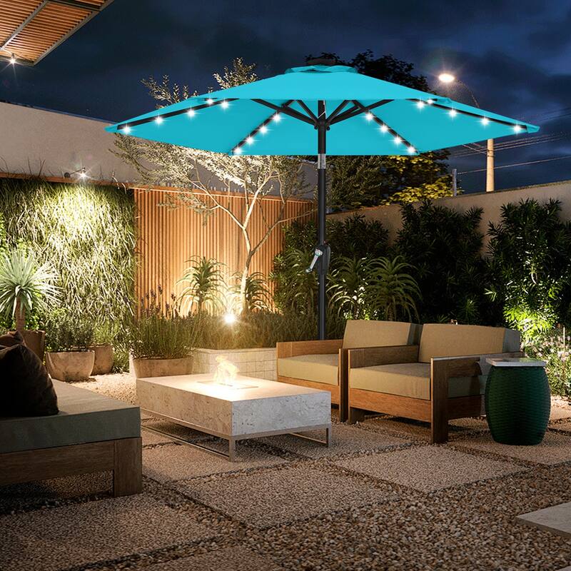 ABCCANOPY 7.5FT Outdoor Patio Solar Umbrella with 24LED Lights