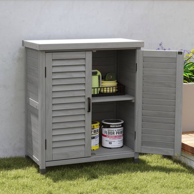 Potting Bench with Storage Cabinet and Metal Table Top