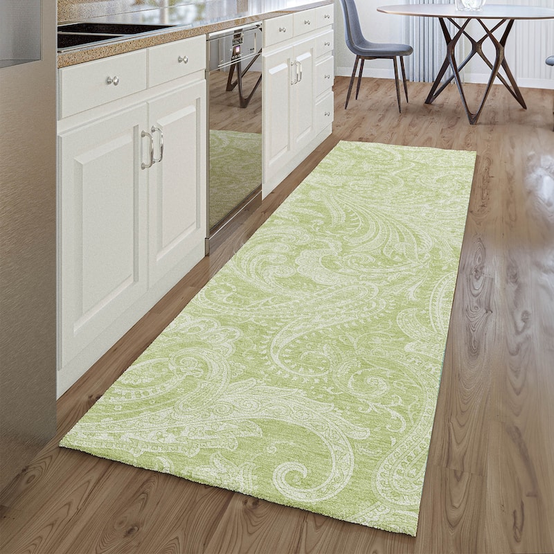Premium Washable Super Soft Traditional Paisley Mayfield Rug - Aloe - 2' 3" x 7' 6" - Runner