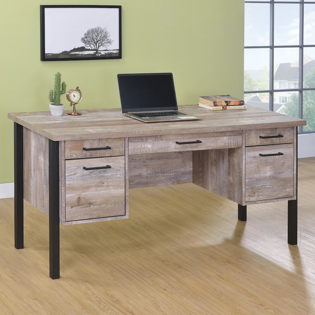 Rustic Modern Weathered Oak Office Cumputer Writing Desk