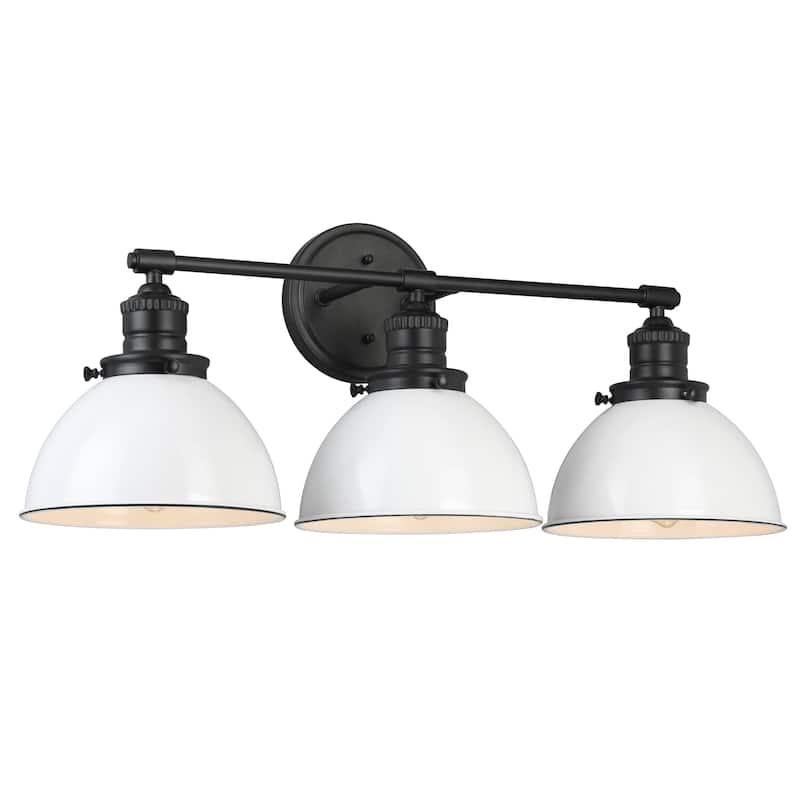 Savannah Matte Black Dimmable 3-Light Vanity Light - Matte Black/White