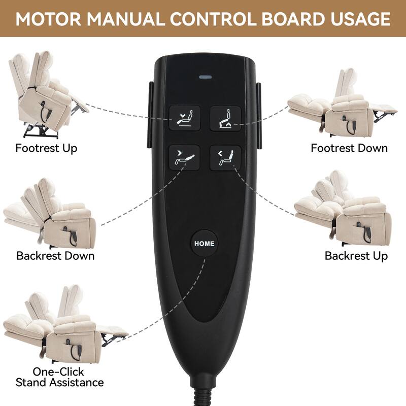 Heavy Duty Dual Motor Infinite Position Power Lift Heat Massage Recliner with Hidden Cup Holders and Power Remote