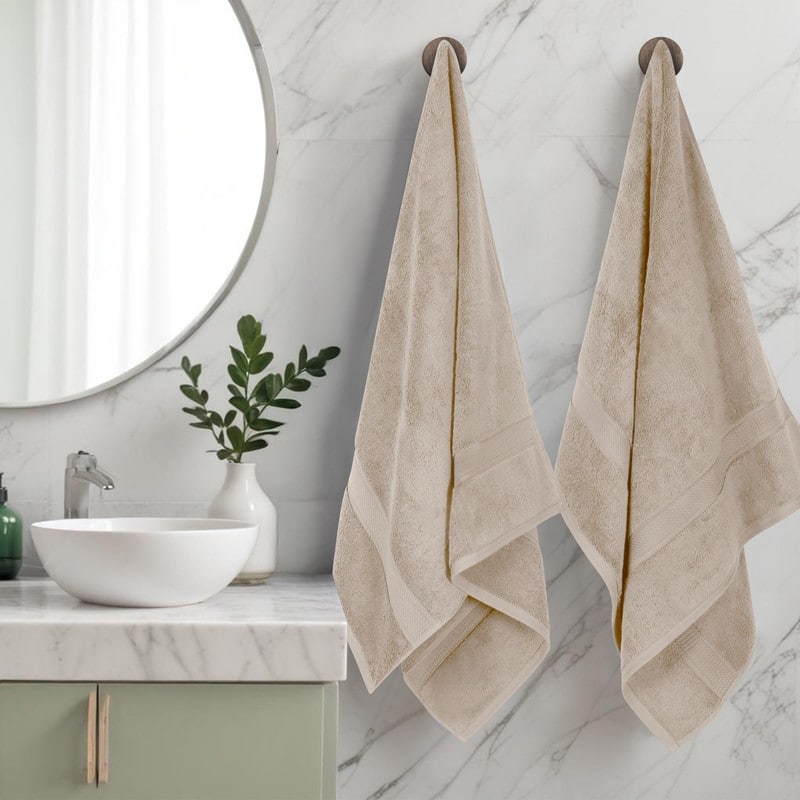 Superior Egyptian Cotton Pile Heavyweight Bath Towel Set of 2 - Stone