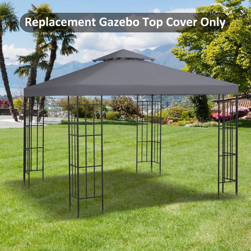 Outsunny Gazebo Replacement Canopy for Model 01 -0153, 2-Tier Top Cover for 9.84' x 9.84' Outdoor Gazebo, Brown (TOP ONLY) - Dark Grey