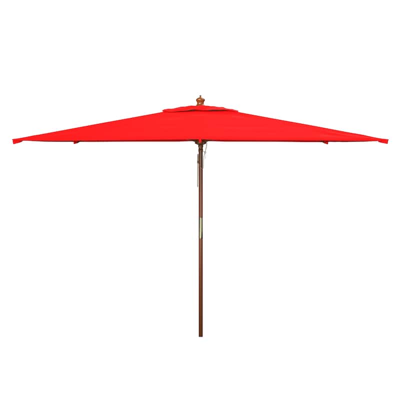 SAFAVIEH Mikalah 10 Foot Rectangle Wooden Pulley Market Umbrella