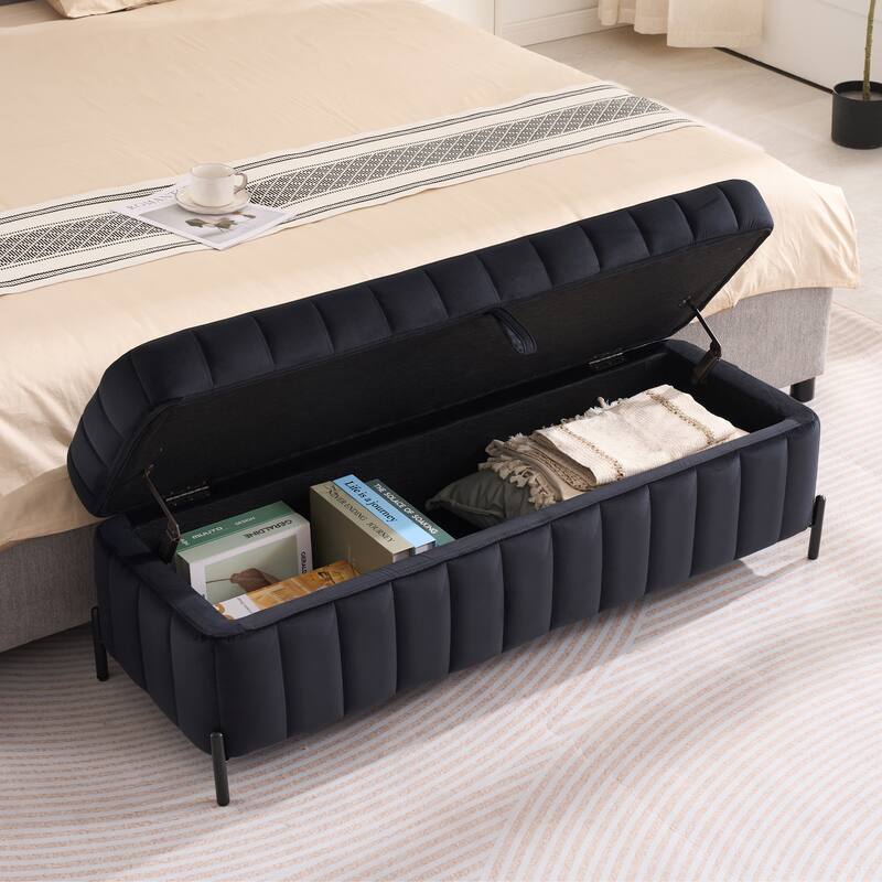 49.2"W Modern Storage Bench,Bedroom Ottoman Bench with Metal Legs