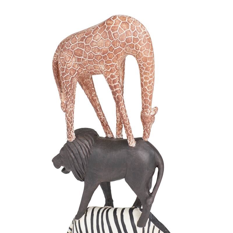 Multi Colored Polystone Safari Animals Sculpture