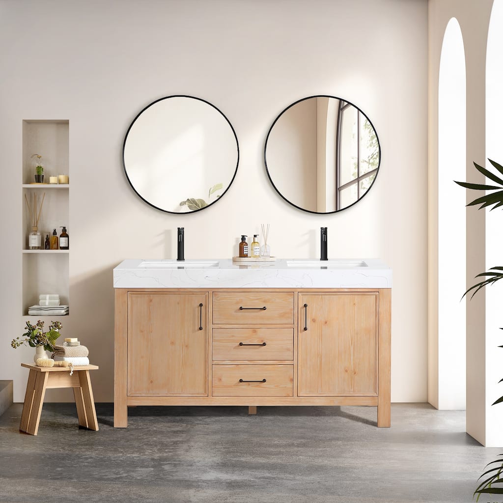 Leon 60 in. Double Bathroom Vanity with Composite Stone Top