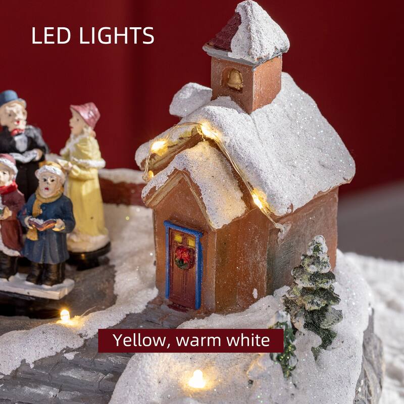 HOMCOM Christmas Village, Choir Animated Winter Wonderland Set with Multicolored LED Light