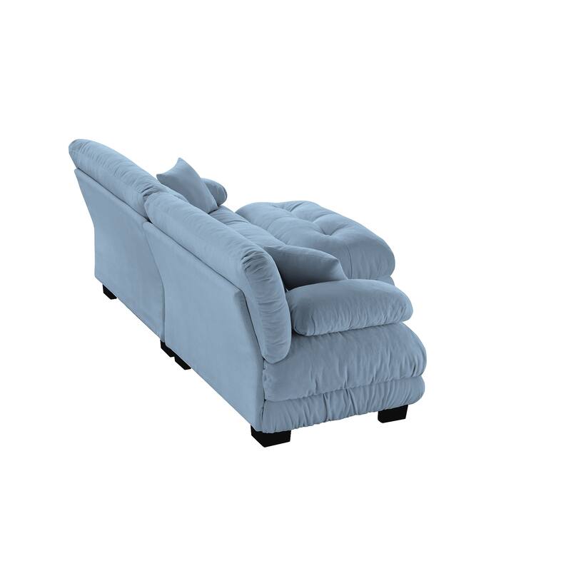 Modular Chenille 2-Seat Cloud Couch Sectional Sofa with Convertible Ottoman and Lumbar Pillows for Living Room